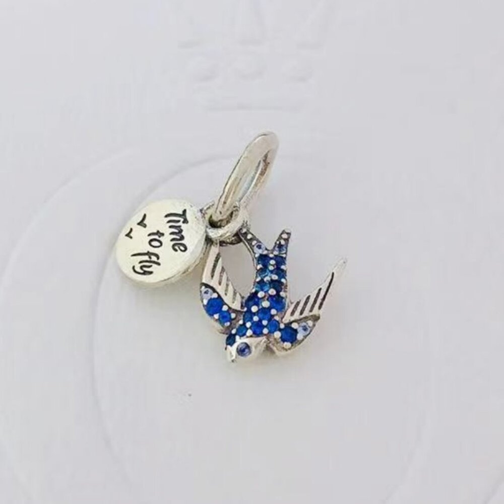 Sparkling Swallow & Quote Double Dangle Charm